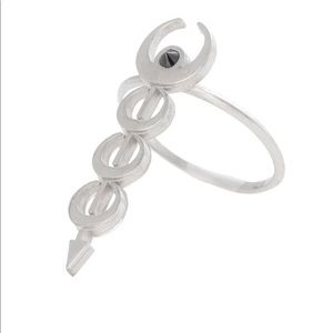 Vanessa Mooney Sadi Silver stacked Crescent ring